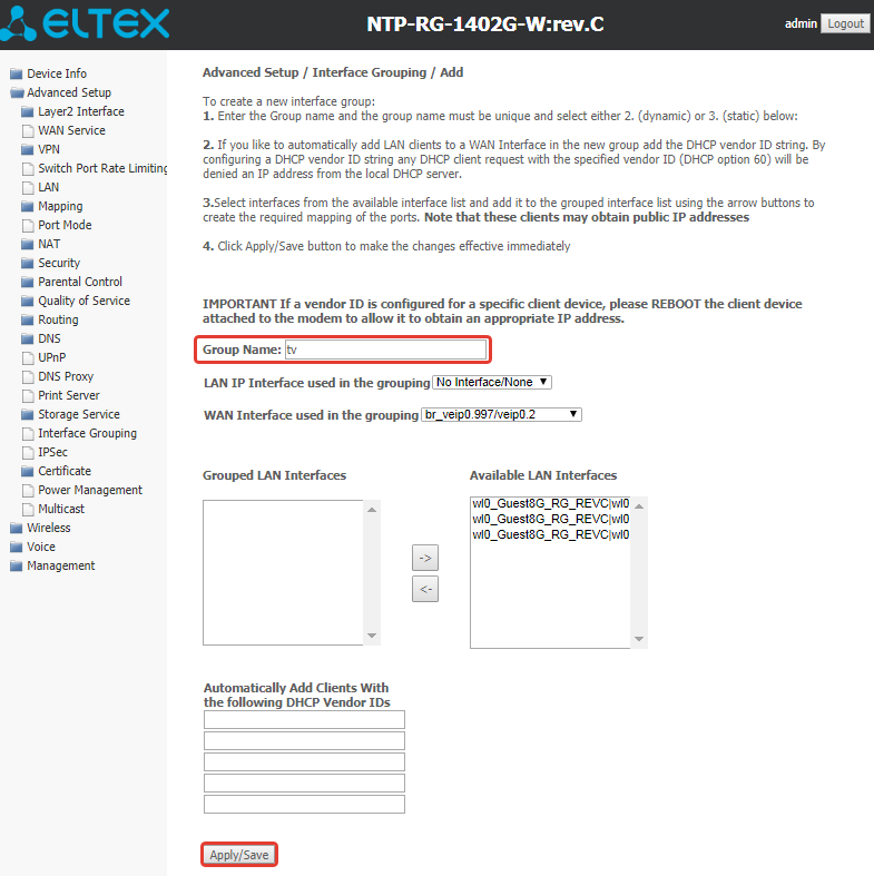 Настройка ont eltex nte-rg-1402f