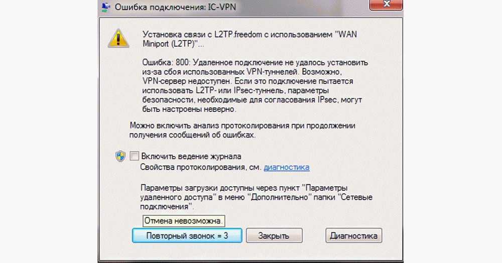 Ошибка 800 при подключении vpn: причины возникновения, способы исправления