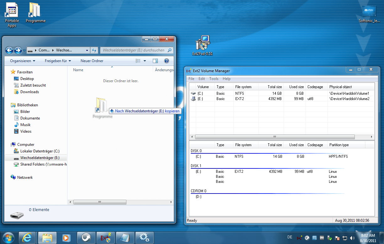 Подключение ext4 в windows