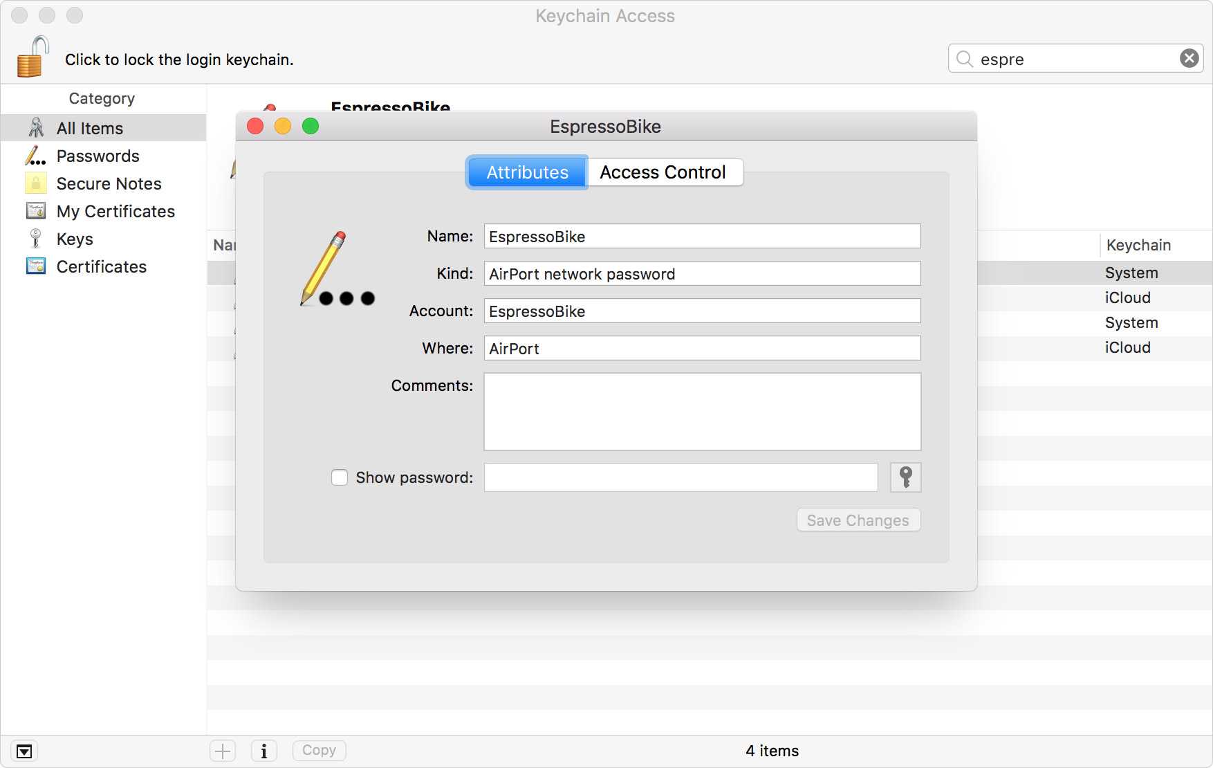 How to find a saved wifi password on mac