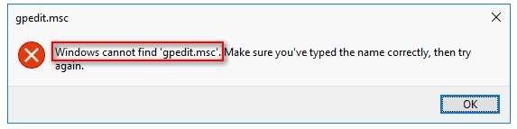 Ошибка «gpedit.msc не найден» в windows