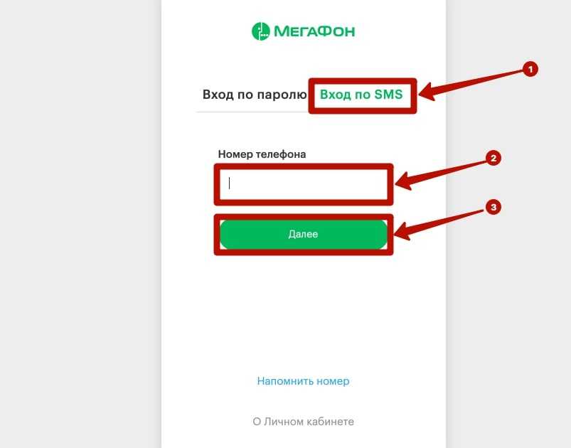 Как войти в личный кабинет мегафон по номеру телефона без пароля