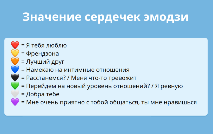 Что означают сердечки в вк разных цветов