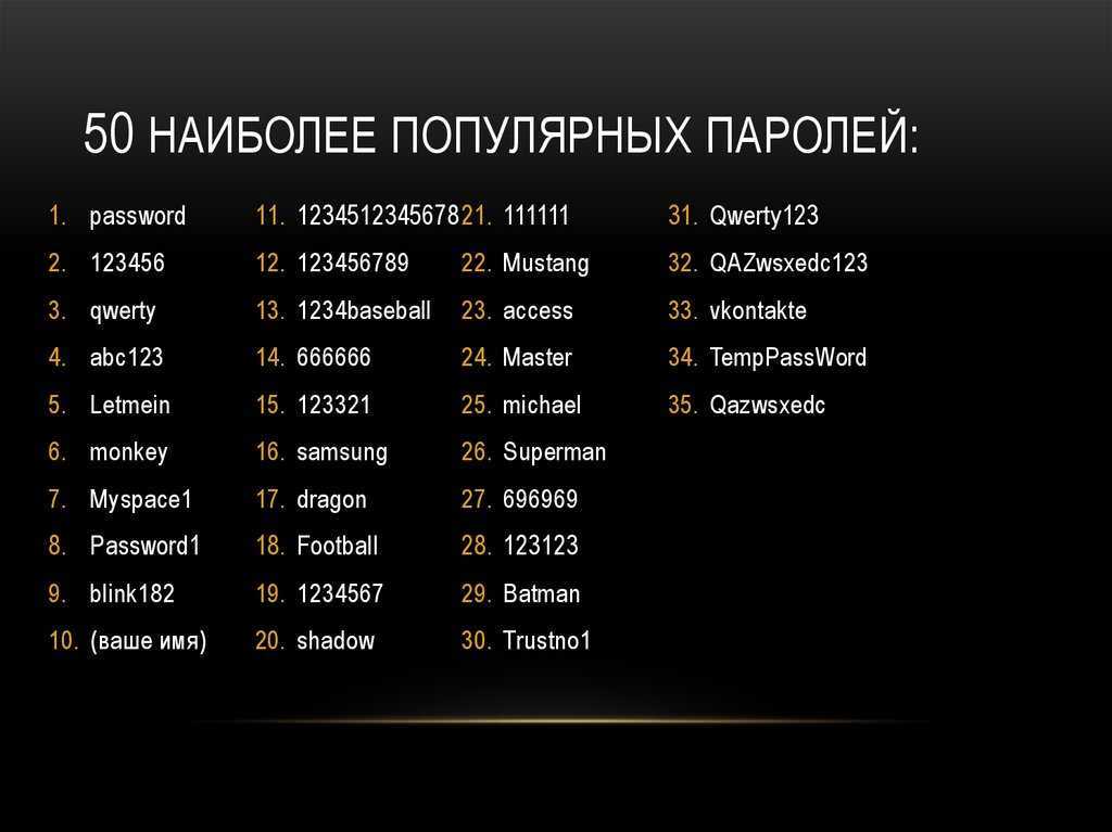 Самые популярные пароли в россии и в мире | настройка оборудования